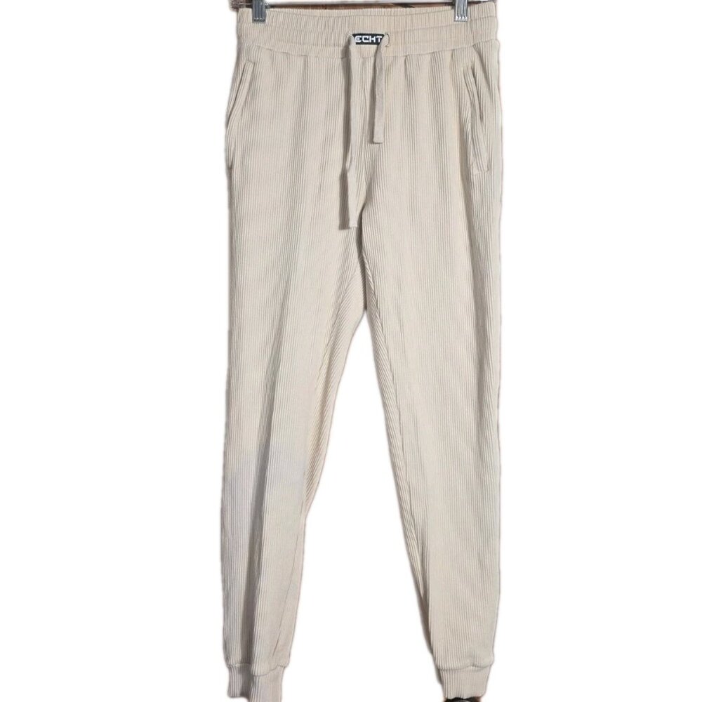 ECHT Women’s Ribbed Joggers Beige Cream Lounge Pants Medium. HL274